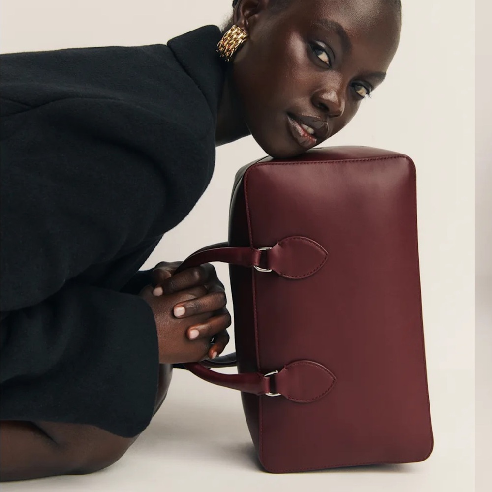 Reformation Burgundy Leather Patrizia Top-Handle Bag